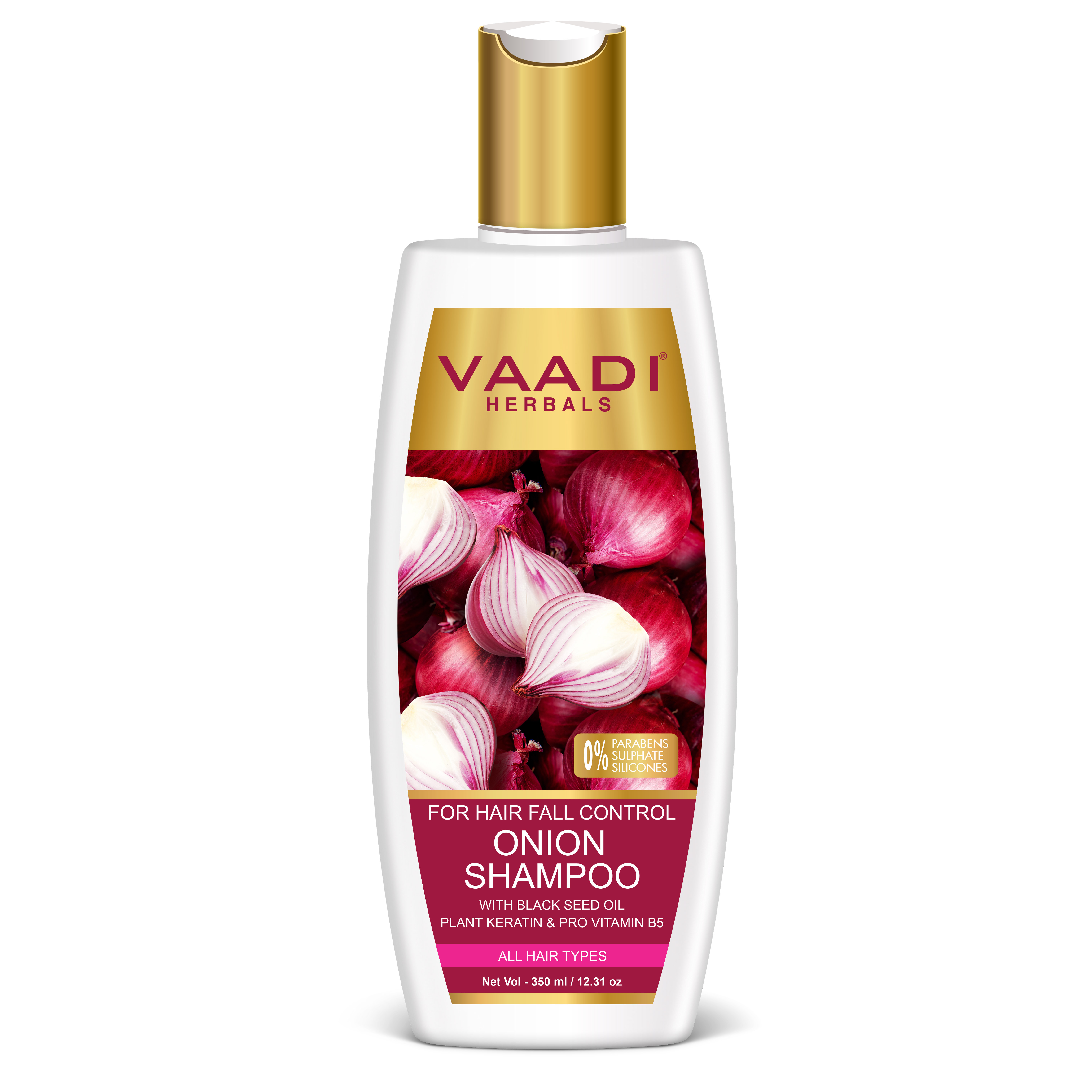 Hair-Fall Control Organic Onion Shampoo With Black Seed Oil, Plant Keratin & Pro Vitamin B5